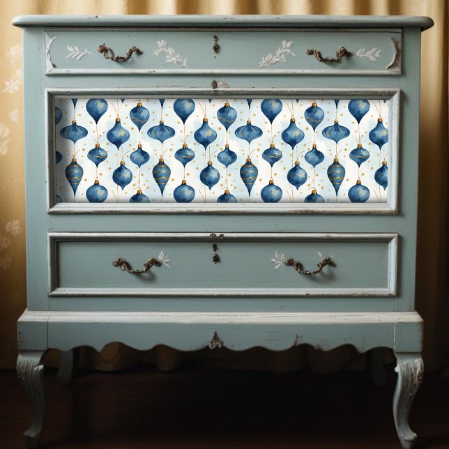 Papel De Seda Exquisite Blue Shades Gold Watercolor Christmas (Exquisite Blue Shades & Gold Watercolor Effect Christmas Ornament Tissue Papers. Decoupage Idea.)