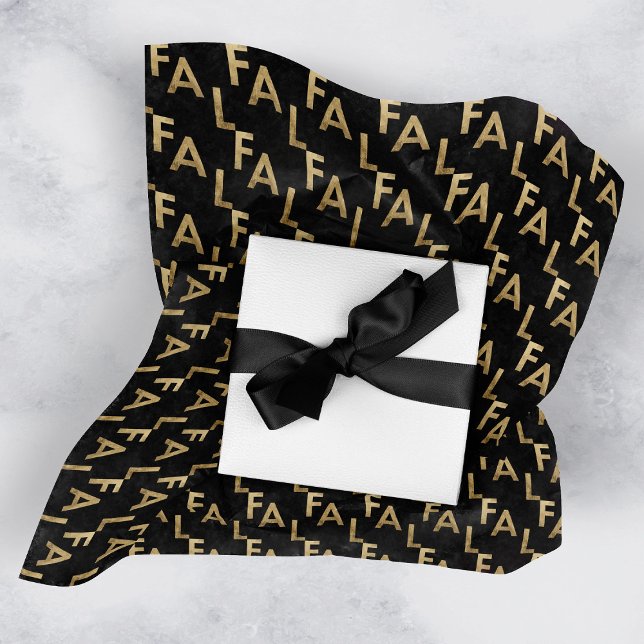Papel De Seda FA LA Bold Letters Mínimo Negro e Dourado Moderno (Criador carregado)