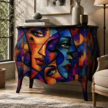 Faces Abstratas Cubistas Radiantes Decoupage
