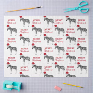 Papel De Seda Fácil de Zebra Natal com Papai Noel