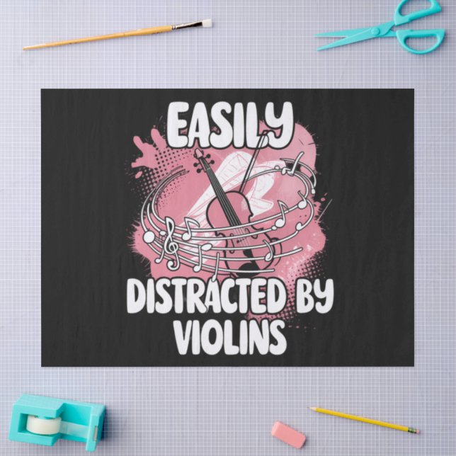 Papel De Seda Facilmente Distraído Por Violinos (Arte )