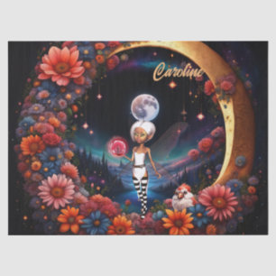 Papel De Seda Fada bonita à luz da lua.
