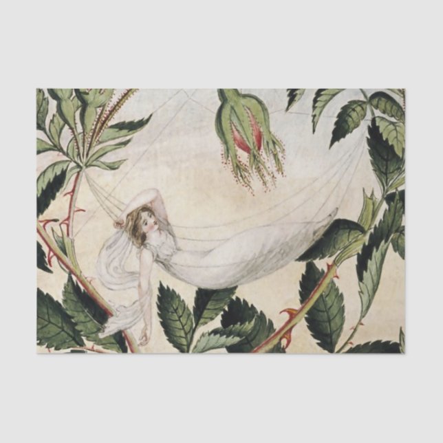 Papel De Seda "Fada descansando em um hammock" por Amelia Jane M (Frente )