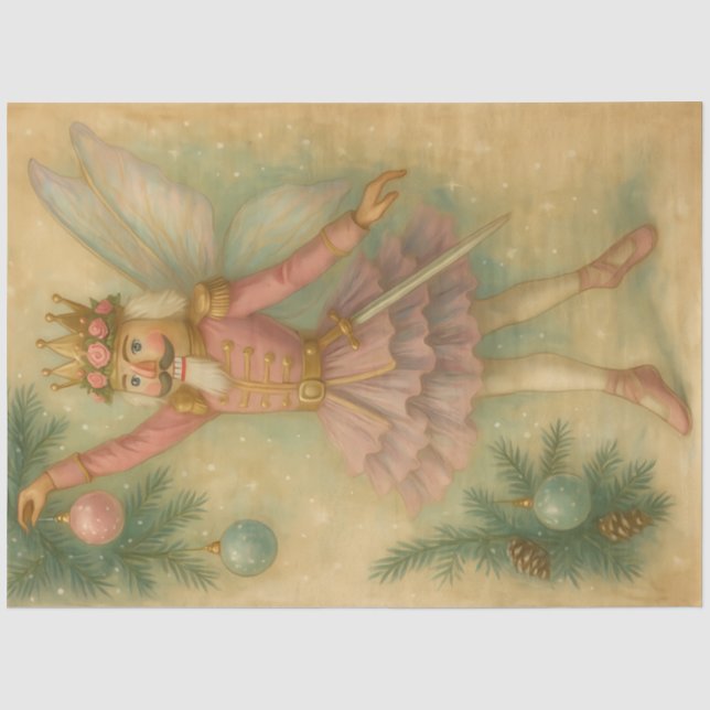 Papel De Seda Fada do Açúcar Nutcracker • Natal Rosa (Frente )