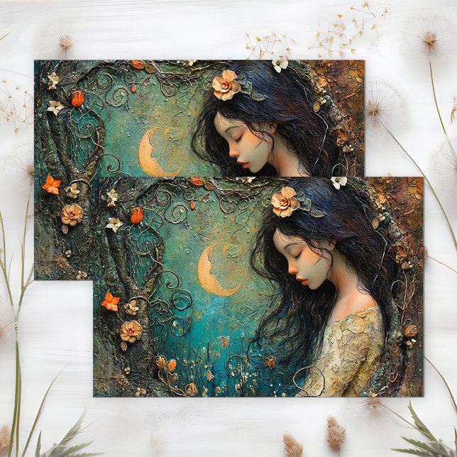 PAPEL DE SEDA FADA DO BOSQUE DA MEIA-NOITE DECOUPAGEM (MIDNIGHT FOREST FAIRY DECOUPAGE TISSUE PAPER)