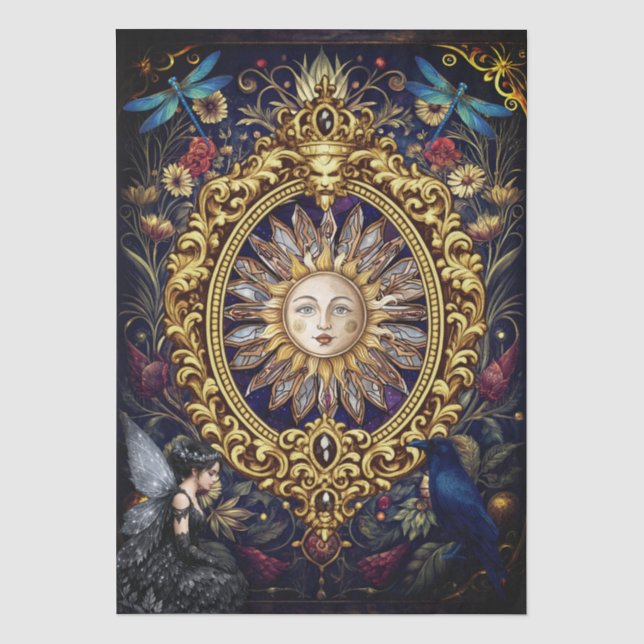 Papel De Seda Fada do Dragão-Celestial Gótico Caprichoso e do Co (Frente )