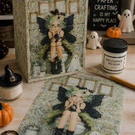 Papel De Seda Fada do Halloween e Fantasma no Decoupage do Banhe