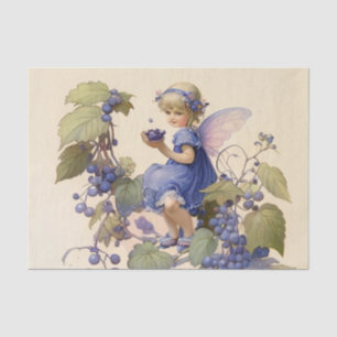 Papel De Seda “Fada do Mirtilo” Vitoriana em um Jardim Frondoso