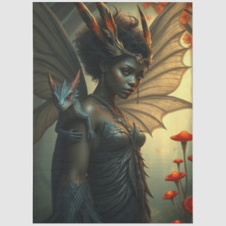 Papel De Seda Fada Dragão Gótico Misteriosa