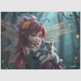 Papel De Seda Fada e seu gato,