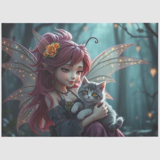 Papel De Seda Fada e seu gato, (Frente )