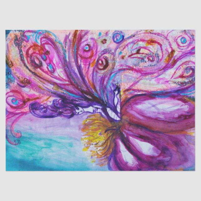 PAPEL DE SEDA FADA FLORAL CAPRICHOSA FOFINHA EM ROSA,BRILHOS DOR (Frente )