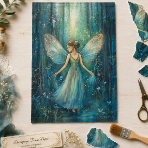 Papel De Seda Fada Mágica da Floresta com Decoupage de Borboleta