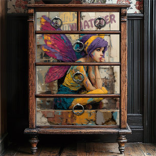 Papel De Seda Fada Urbana Punk Rock Decoupage de Tijolo com Gr
