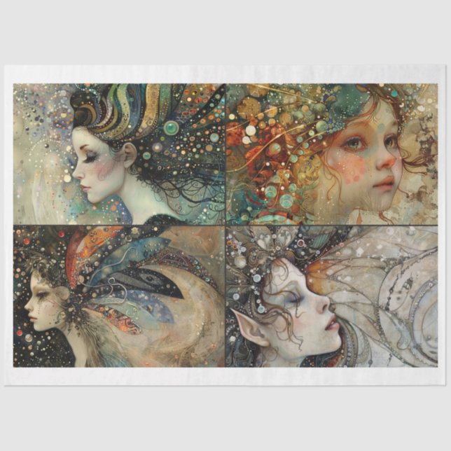 Papel De Seda Fada Whimsical Encara Scrapbooking Mídia Mista (Frente )