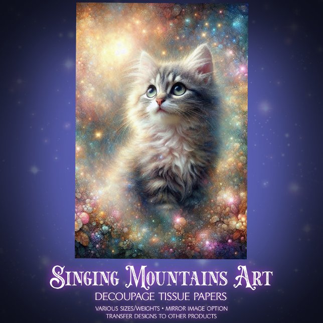 Papel De Seda Fairy Garden Kitten Floral Fantasy Decoupage  (Criador carregado)