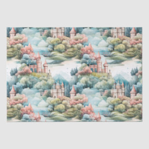Papel De Seda Fairytala em Castelos da Fairyland Pastel Azul Ros