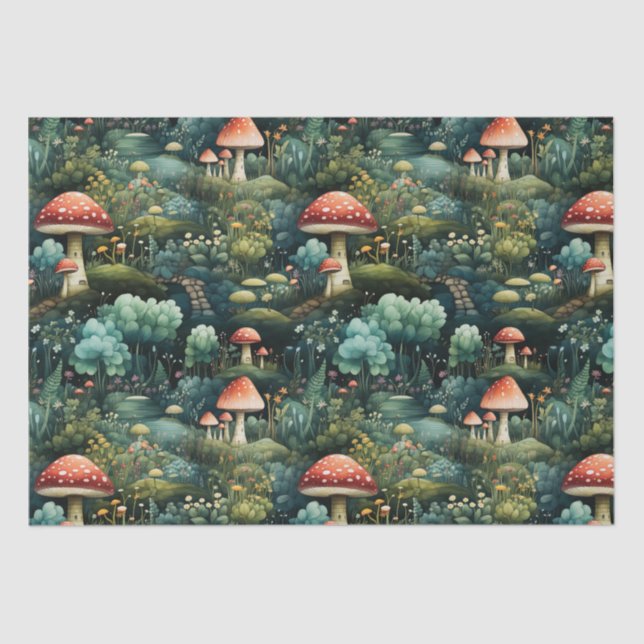 Papel De Seda Fairytala em Fairyland Mushroom House Laranja Verd (Frente )
