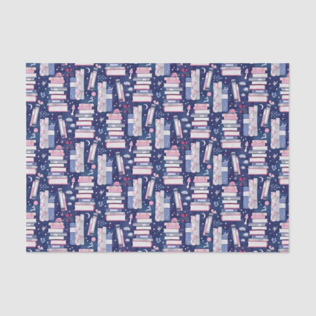 Papel De Seda Fairytale Pilha de Livros Azul (Frente )