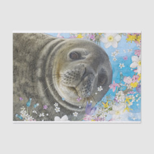 Papel De Seda Fairytale Sealion no Oceano de Flores