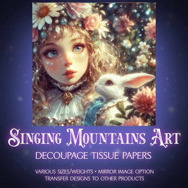 Papel De Seda Fairytale Wonderland Alice and Rabbit Decoupage (Criador carregado)