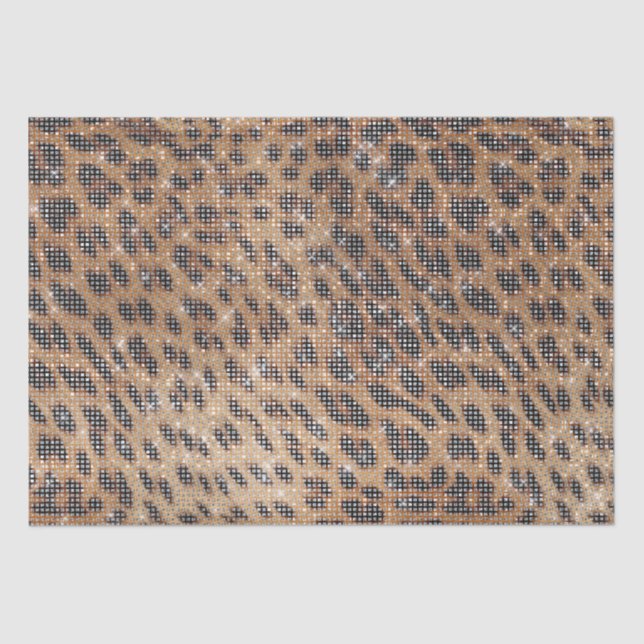 Papel De Seda Faísca de Impressão de Animais Castanhos Leopardo (Frente )
