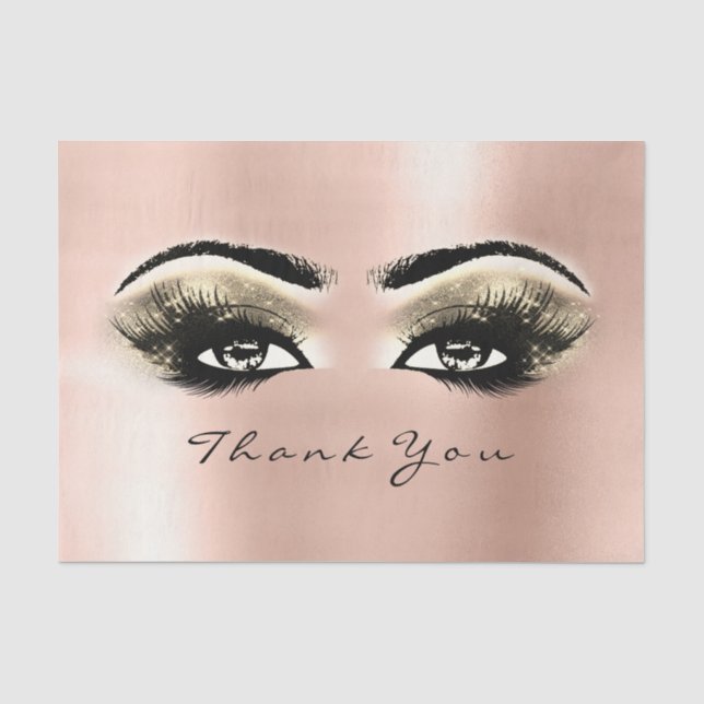 Papel De Seda Faísca Rosa Dourada Lashes Bridal Obrigado Olhos (Frente )