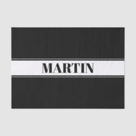 Papel De Seda Faixa de Nomes Personalizados Preto e Branco