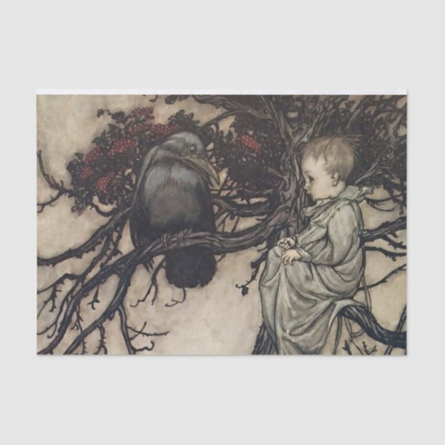 Papel De Seda "Falando com os Pássaros" por Arthur Rackham (Frente )