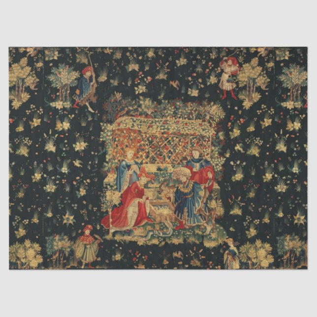 Papel De Seda FALCONS BATH Vermelho Azul Antiquado Tapeçaria Med (Frente )