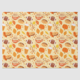 Papel De Seda Fall Deixa Futebol e Pumpkin Spice Patterno