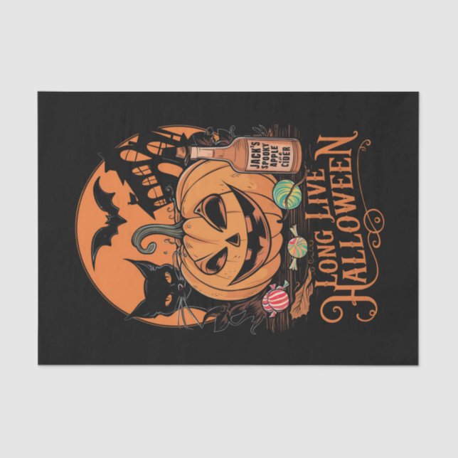 Papel De Seda Fall Fall Spooky do Halloween Retro Halloween (Frente )