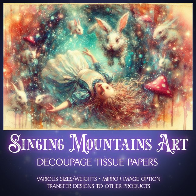 Papel De Seda Fall Into Imagination Alice Fantasy Art Decoupage (Criador carregado)