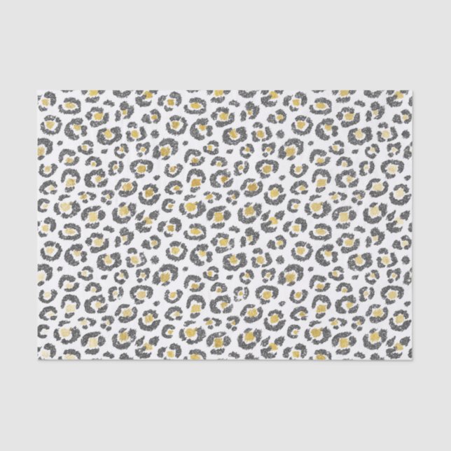 Papel De Seda Falso glamoroso leopardo Sparkly do ouro & da (Frente )