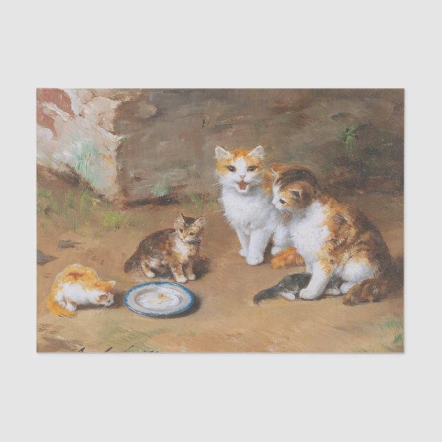 Papel De Seda Família Cat por Alfred-Arthur Brunel de Neuville (Frente )
