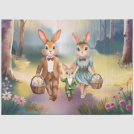 Papel De Seda Família Coelhinha de Páscoa Perseguindo Ovos - Cor