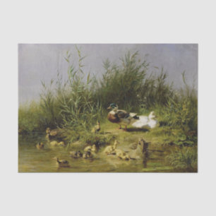 Papel De Seda Família de Patos no Lago por Carl Jutz