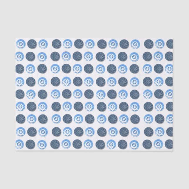 Papel De Seda Fancy Blue Buttons White  (Frente )