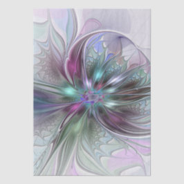 Papel De Seda Fantasia Abstrata Moderna Colorida Floral Fractal