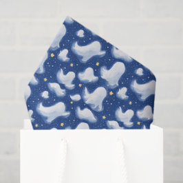 Papel De Seda Fantasia Azul Branco Fantasma Noite de Halloween E