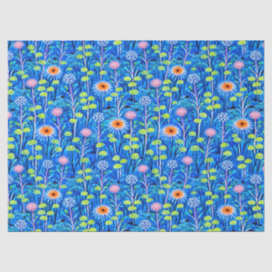 Papel De Seda Fantasia Azul de Prado de Flores Silvestres