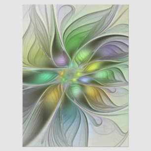 Papel De Seda Fantasia Floral Colorida Moderno Abstrato Fractal
