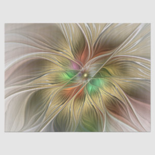 Papel De Seda Fantasia Floral Com Moderno Abstrato Fractal Doura
