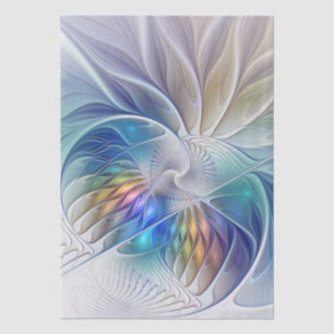 Papel De Seda Fantasia Floral, Flor Abstracta Colorida Fractal