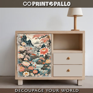 Papel De Seda Fantasia floreal em pergaminho japonês