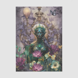 Papel De Seda Fantasia Florestal da Rainha dos Sonhos Esmeralda 