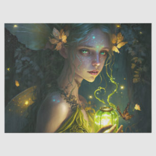 Papel De Seda Fantasia Linda Floresta Verde Desnubagem de Fada