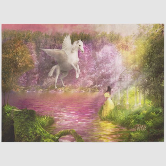 Papel De Seda Fantasia - Pegasus - O jardim encantado (Frente )