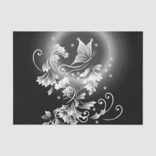 Papel De Seda Fantasia preto e branco da borboleta