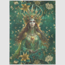 Papel De Seda Fantasia Rainha da Floresta Esmeralda Decoupage